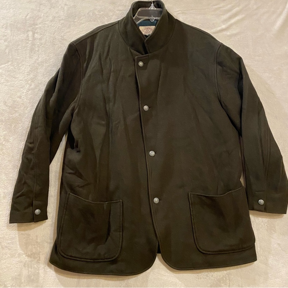 Armani Jeans Jacket Men’s XL Green Wool Blend Quilted Lining Button Down